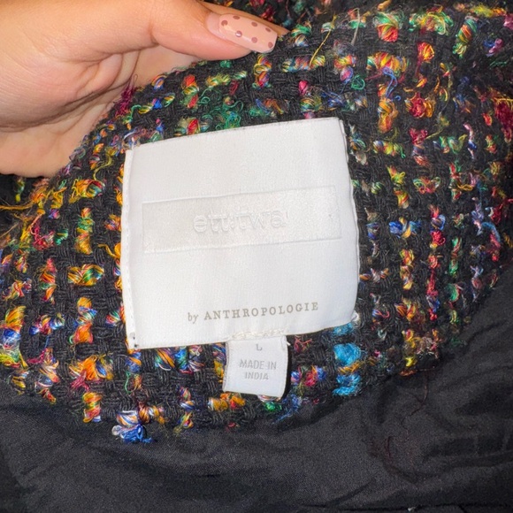 Anthropologie Ett:Twa Tweed Longline Multicolored jacket size L - Picture 7 of 8
